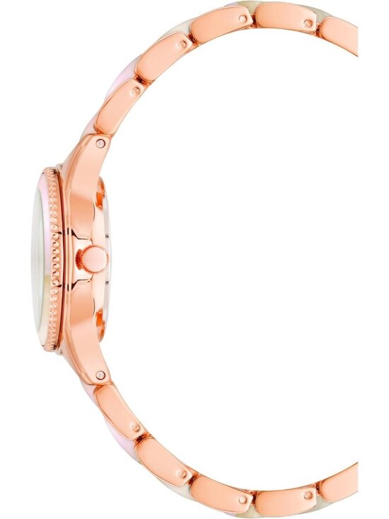 Anne Klein Women\'s Rose Gold Pink Analog Quartz Resin Bracelet Luxury Watch